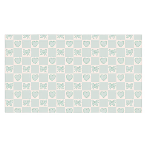 Doodle By Meg Blue Bow Checkered Print Tablecloth