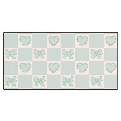 Doodle By Meg Blue Bow Checkered Print Desk Mat