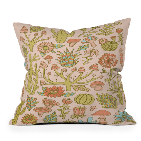 Doodle By Meg Cactus and Mushrooms Outdoor Throw Pillow