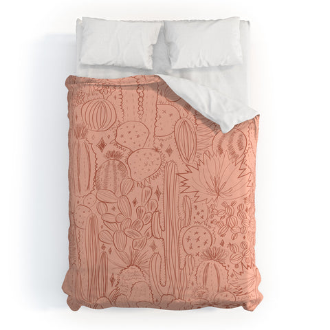 Doodle By Meg Cactus Scene in Pink Duvet Cover