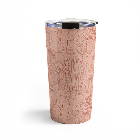 Doodle By Meg Cactus Scene in Pink Travel Mug