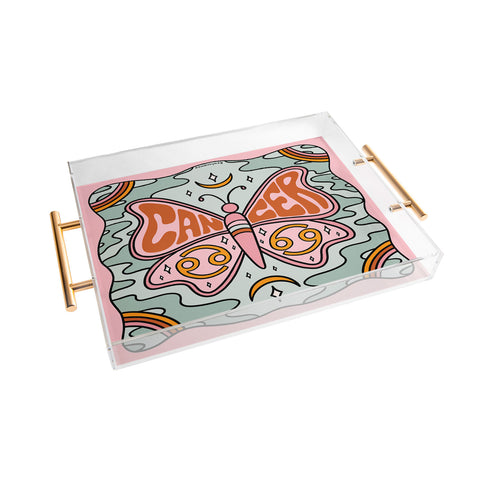 Doodle By Meg Cancer Butterfly Acrylic Tray