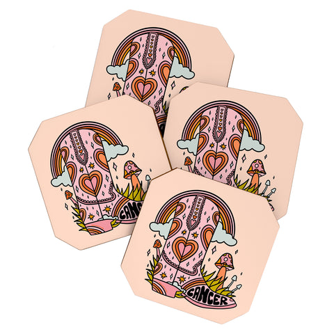 Doodle By Meg Cancer Cowboy Boot Coaster Set