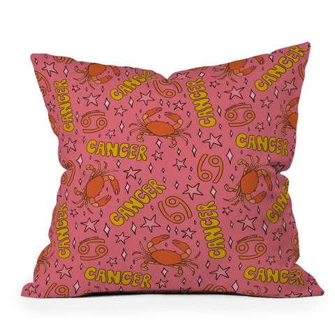 Doodle By Meg Cancer Print Outdoor Throw Pillow