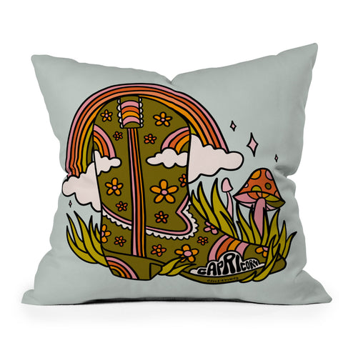Doodle By Meg Capricorn Cowboy Boot Outdoor Throw Pillow