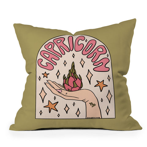 Doodle By Meg Capricorn Dragonfruit Outdoor Throw Pillow