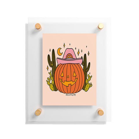 Doodle By Meg Cowboy Pumpkin Floating Acrylic Print