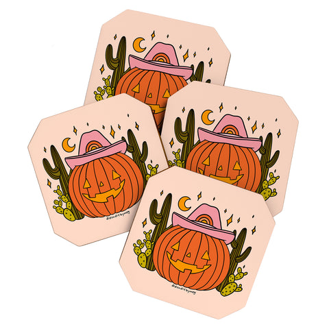 Doodle By Meg Cowboy Pumpkin Coaster Set
