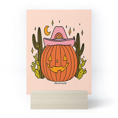 Doodle By Meg Cowboy Pumpkin Mini Art Print