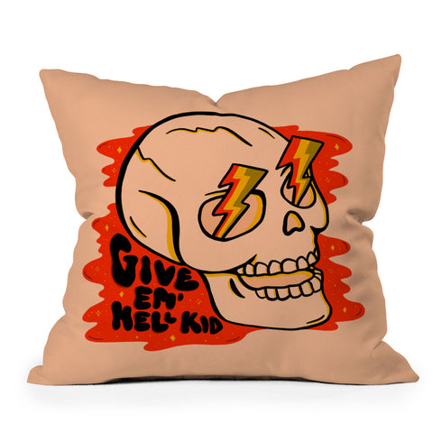 Doodle By Meg Give Em Hell I Outdoor Throw Pillow