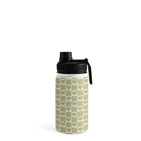 Doodle By Meg Green Bow Checkered Print Water Bottle