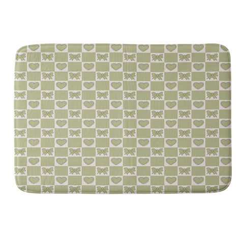 Doodle By Meg Green Bow Checkered Print Memory Foam Bath Mat