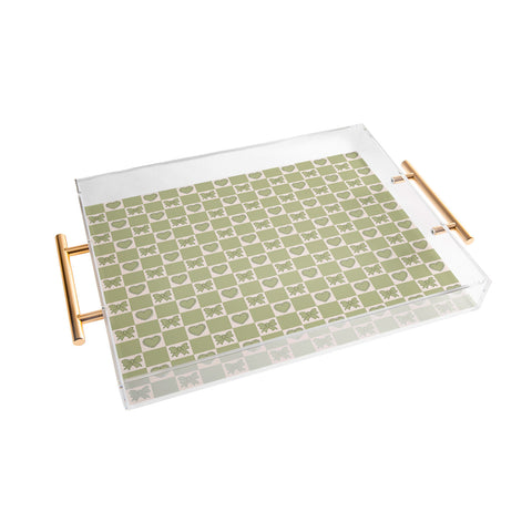 Doodle By Meg Green Bow Checkered Print Acrylic Tray