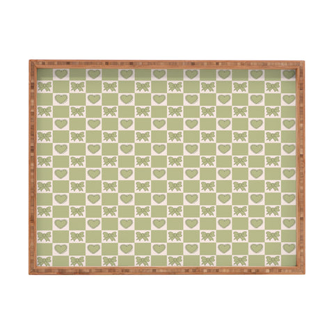 Doodle By Meg Green Bow Checkered Print Rectangular Tray