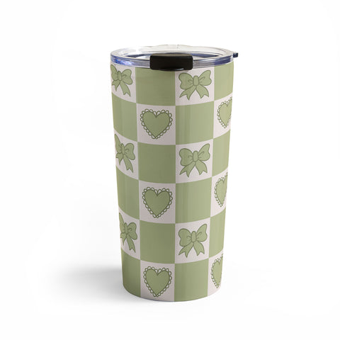Doodle By Meg Green Bow Checkered Print Travel Mug