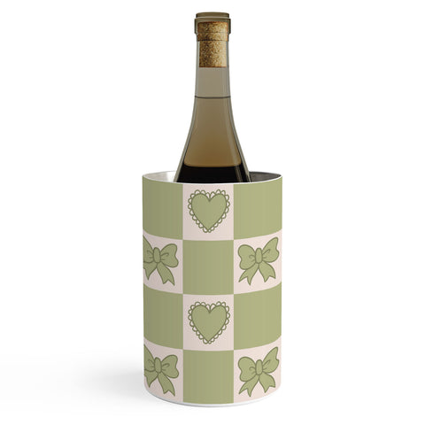 Doodle By Meg Green Bow Checkered Print Wine Chiller