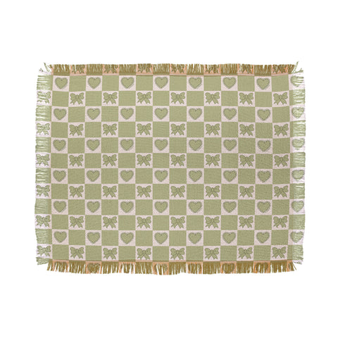 Doodle By Meg Green Bow Checkered Print Throw Blanket