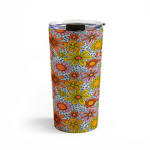 Doodle By Meg Groovy Flowers in Blue Travel Mug