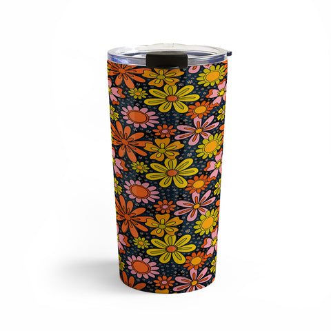 Doodle By Meg Groovy Flowers in Navy Travel Mug