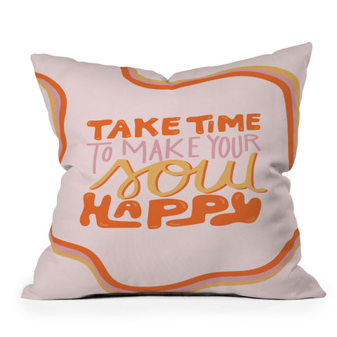 Doodle By Meg Happy Soul Outdoor Throw Pillow