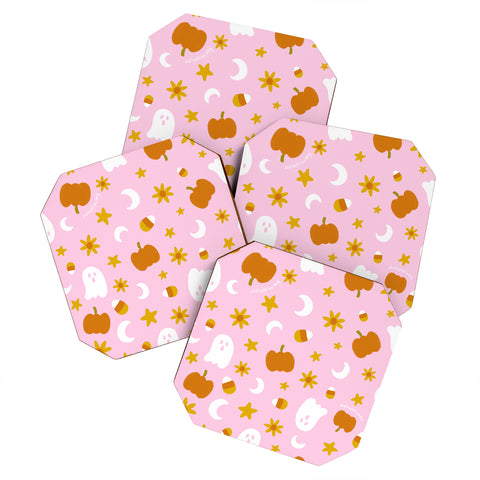 Doodle By Meg Is It Fall Yet in Pink Coaster Set