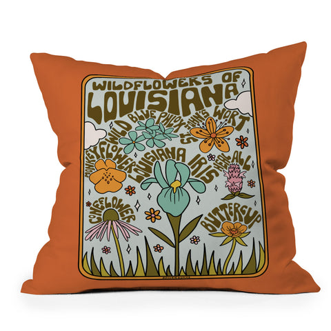 Doodle By Meg Louisiana Wildflowers Throw Pillow