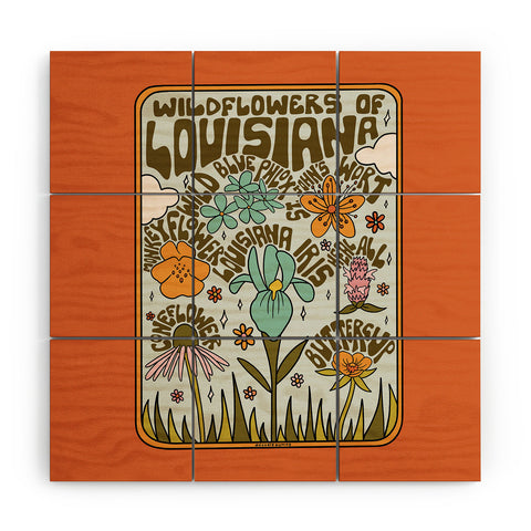 Doodle By Meg Louisiana Wildflowers Wood Wall Mural
