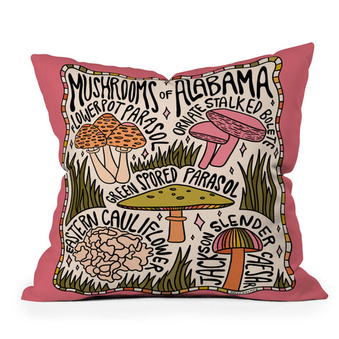 Doodle By Meg Mushrooms of Alabama Outdoor Throw Pillow