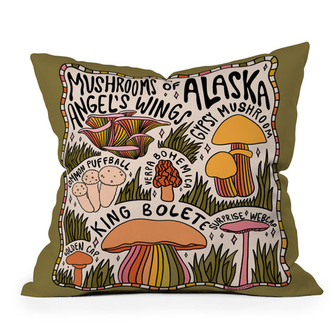Doodle By Meg Mushrooms of Alaska Outdoor Throw Pillow