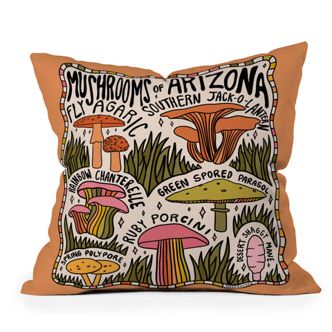 Doodle By Meg Mushrooms of Arizona Outdoor Throw Pillow