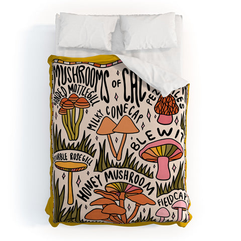 Doodle By Meg Mushrooms of California Duvet Cover
