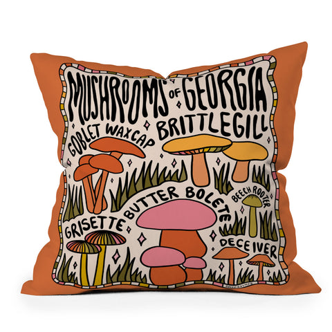 Doodle By Meg Mushrooms of Georgia Outdoor Throw Pillow