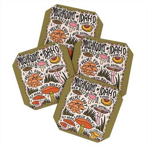 Doodle By Meg Mushrooms of Idaho Coaster Set