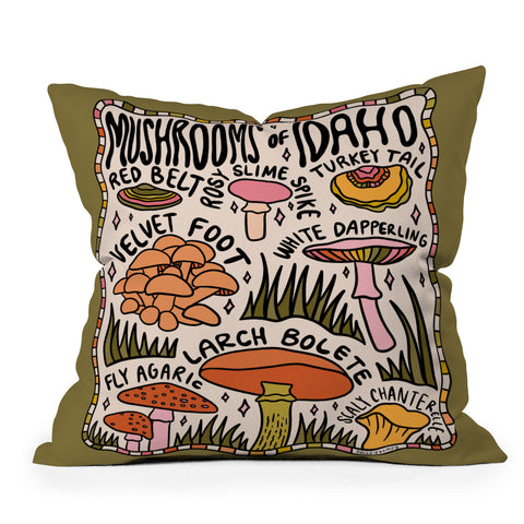 Doodle By Meg Mushrooms of Idaho Outdoor Throw Pillow