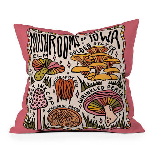 Doodle By Meg Mushrooms of Iowa Outdoor Throw Pillow