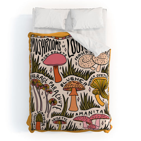 Doodle By Meg Mushrooms of Louisiana Duvet Cover