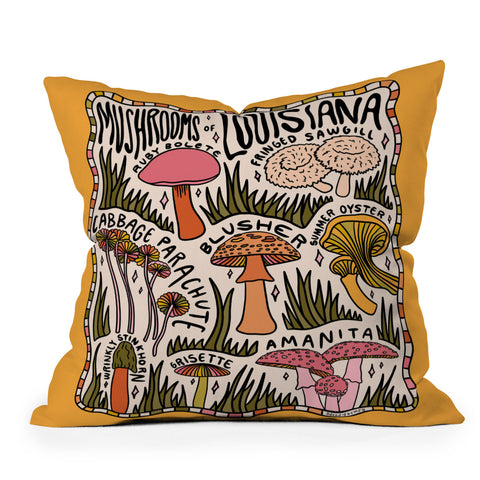 Doodle By Meg Mushrooms of Louisiana Outdoor Throw Pillow