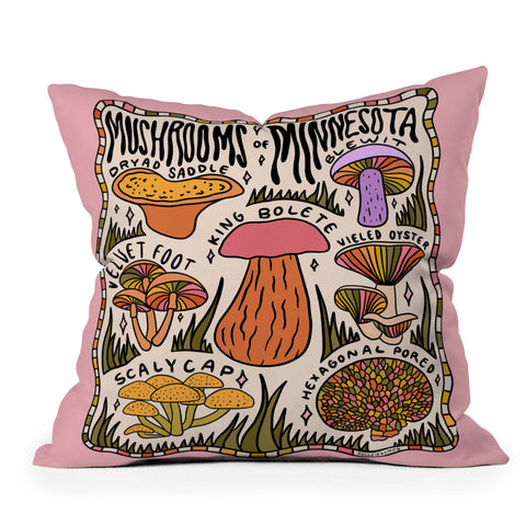 Doodle By Meg Mushrooms of Minnesota Outdoor Throw Pillow