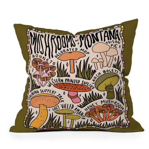 Doodle By Meg Mushrooms of Montana Outdoor Throw Pillow