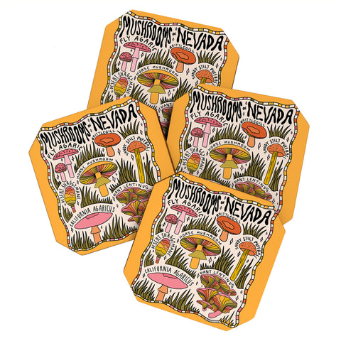 Doodle By Meg Mushrooms of Nevada Coaster Set