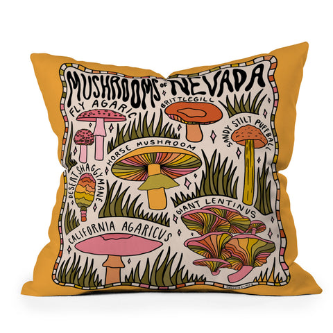 Doodle By Meg Mushrooms of Nevada Outdoor Throw Pillow