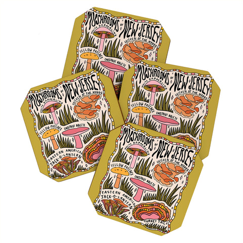 Doodle By Meg Mushrooms of New Jersey Coaster Set