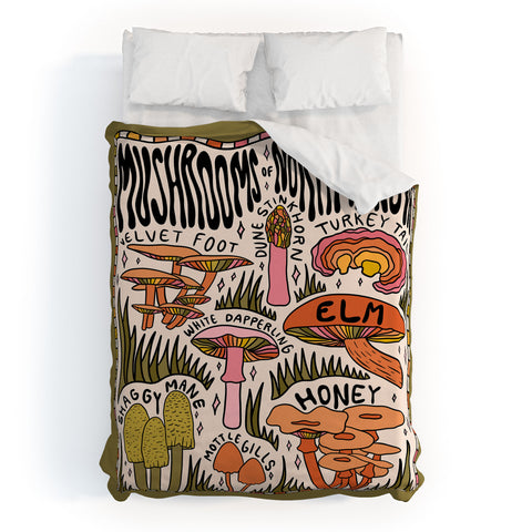 Doodle By Meg Mushrooms of North Dakota Duvet Cover