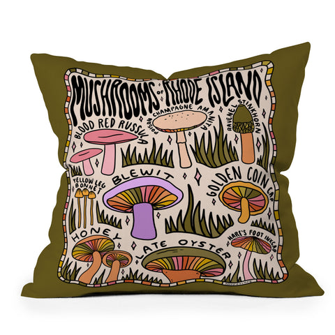 Doodle By Meg Mushrooms of Rhode Island Outdoor Throw Pillow