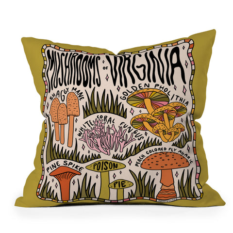 Doodle By Meg Mushrooms of Virginia Outdoor Throw Pillow