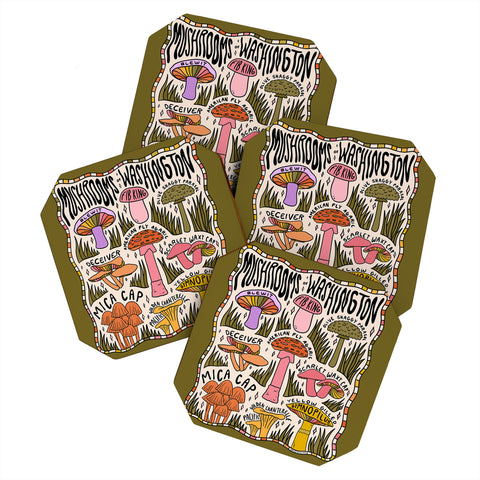 Doodle By Meg Mushrooms of Washington Coaster Set