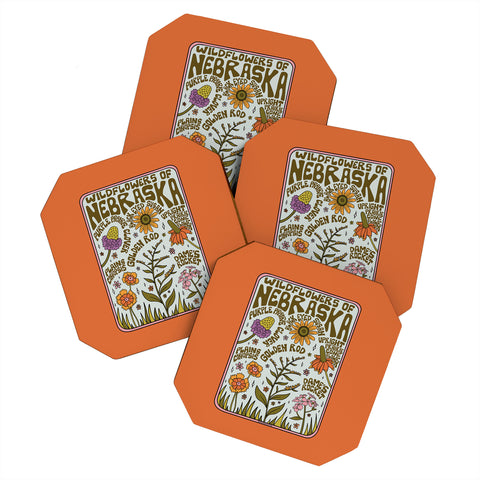 Doodle By Meg Nebraska Wildflowers Coaster Set