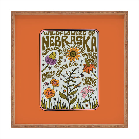 Doodle By Meg Nebraska Wildflowers Square Tray