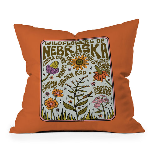 Doodle By Meg Nebraska Wildflowers Throw Pillow