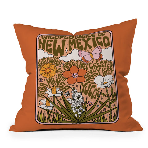 Doodle By Meg New Mexico Wildflowers Throw Pillow